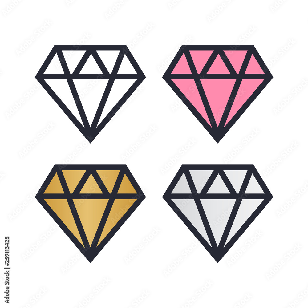 Diamond vector icons set. Brilliant vector icon Diamond vector icons set. Brilliant vector icon