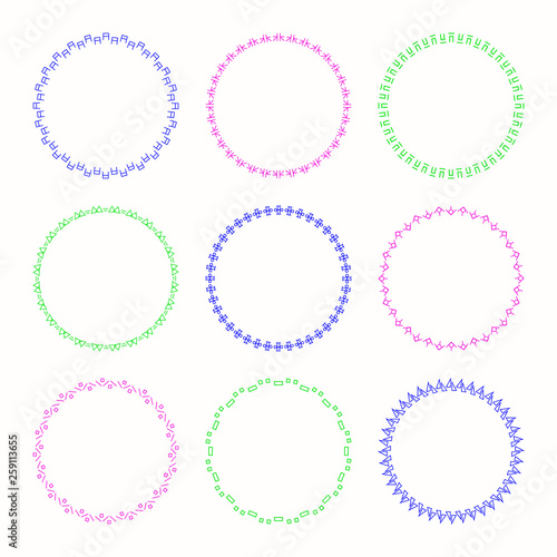 Set of vector graphic circle frames for design