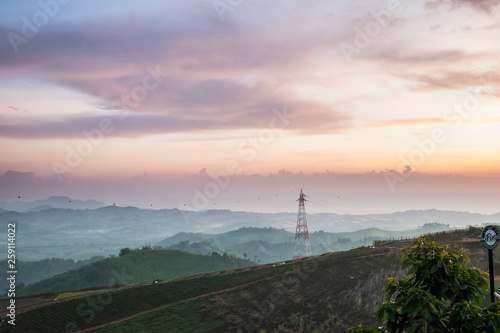 View from Khao Kho and great mountain view as background at the highland in sunset time