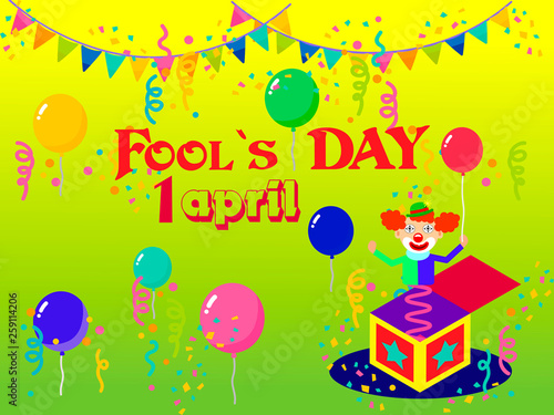 set for the first of April with a jester and box to the fool's day