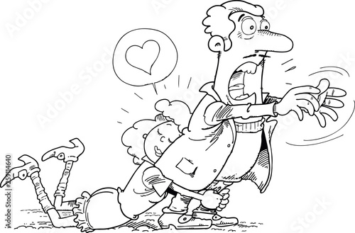 Woman suffocating man with love