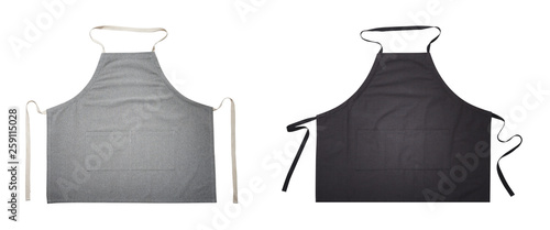 Fotografering Black and gray apron for kitchen top view