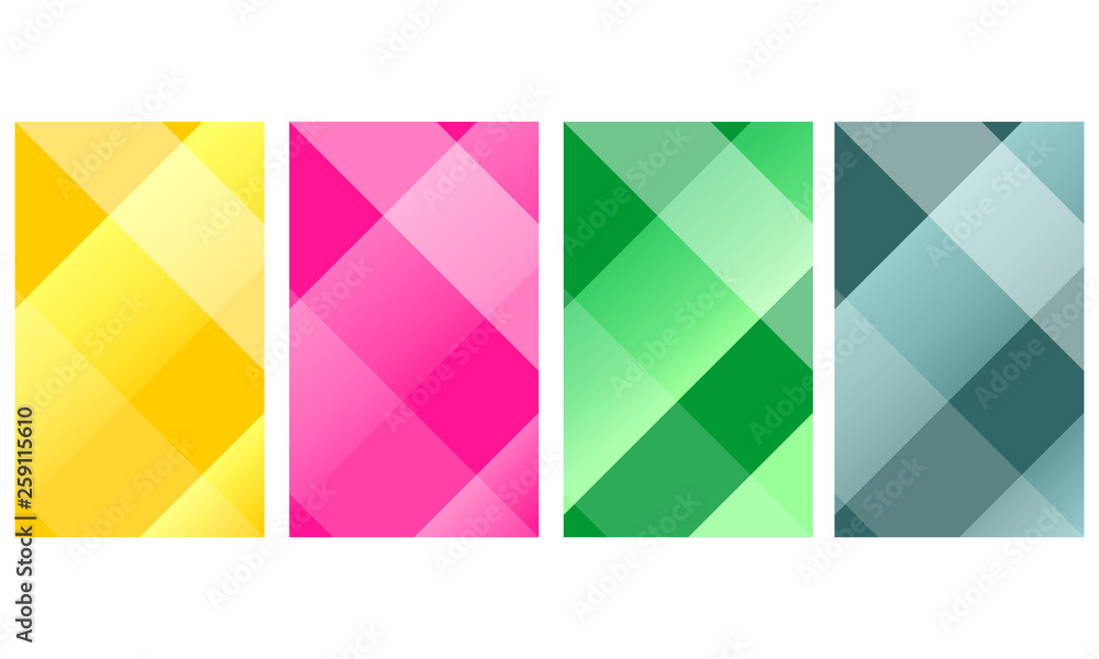 Set of four abstract background with light gradient color. Vector graphic illustration.