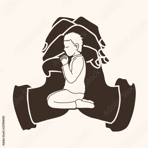 Boy Prayer, Christian praying graphic vector