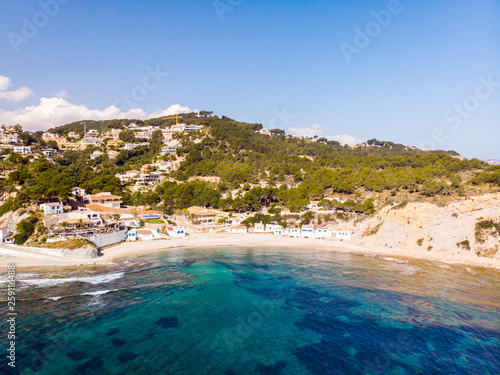 Aerial view of Portitxol Barraca beach in Javea, Spain photo