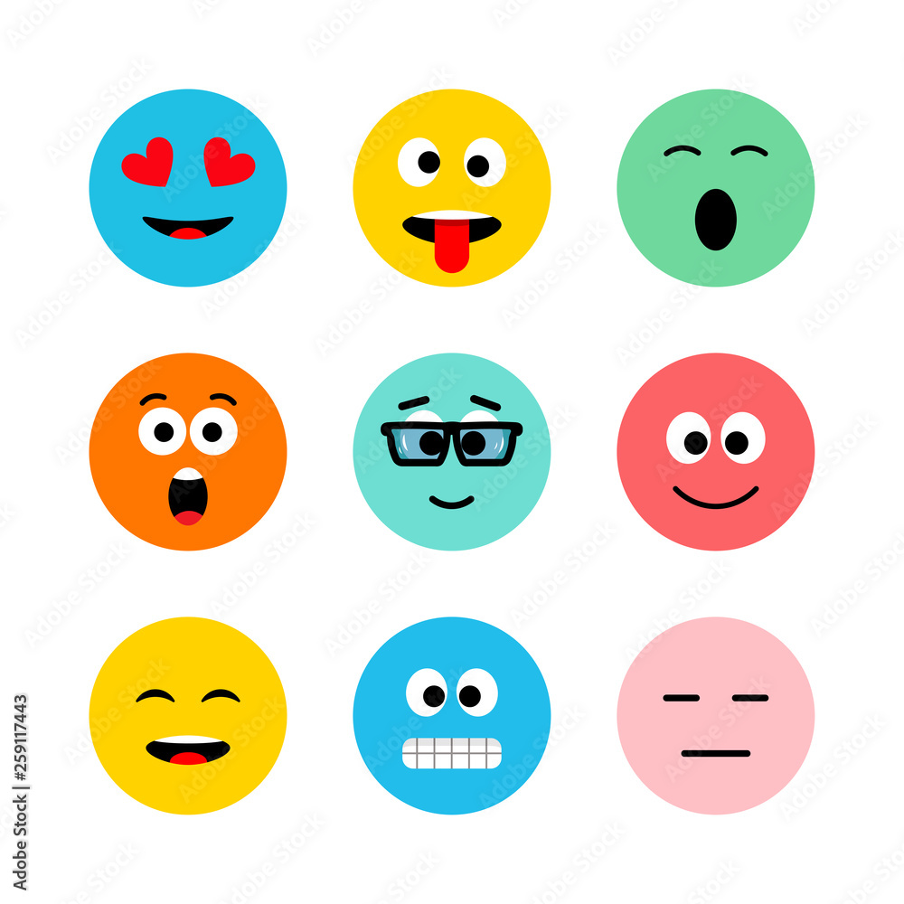 Emotions in flat, cartoon style. Emotions in flat, cartoon style.