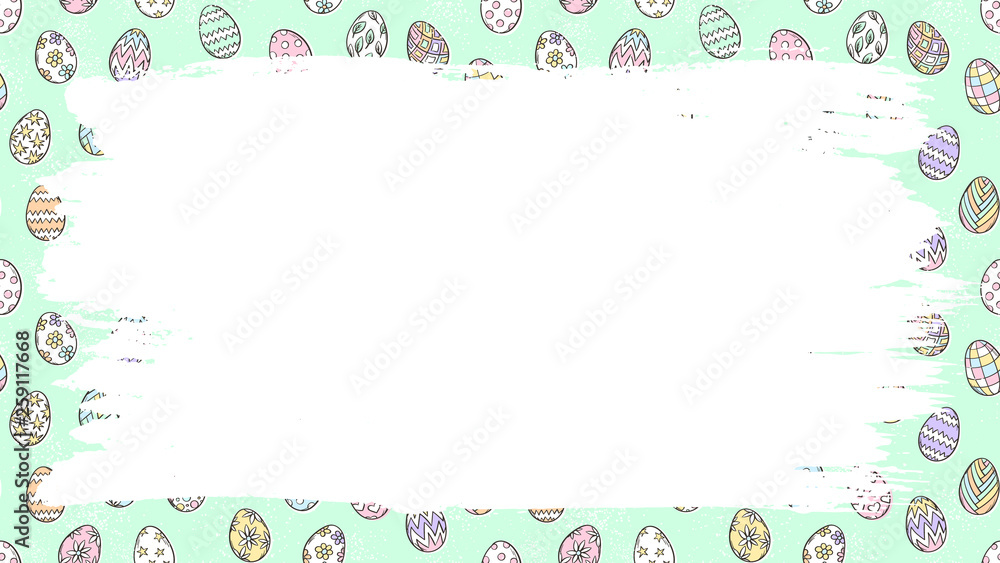 Easter frame with eggs pattern. Place for text. Grunge. Spring holiday symbols. Easter sketch. Easter frame with eggs pattern. Place for text. Grunge. Spring holiday symbols. Easter sketch.