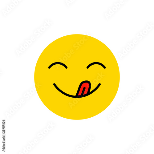Yummy emoticon smile with tongue.