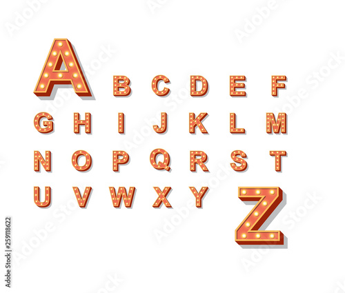 Light Box style light bulb alphabet