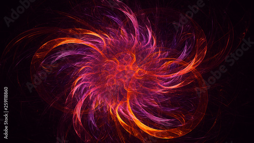 3D rendering abstract red fractal light background