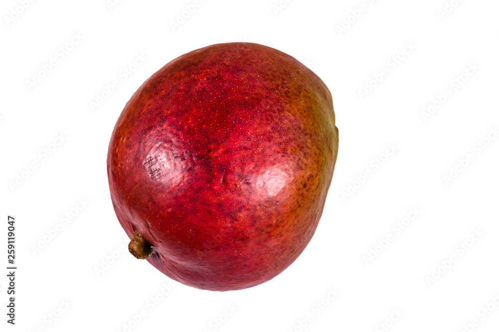 Whole red mango fruit isolated on a white background