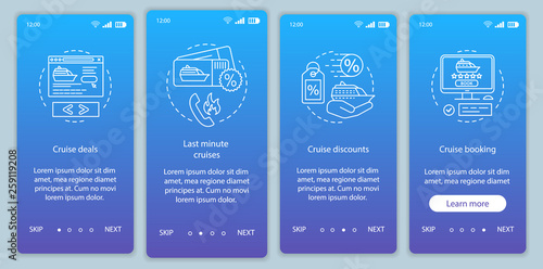 Cruise onboarding mobile app page screen vector template