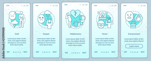 Hard feelings onboarding mobile app page screen vector template