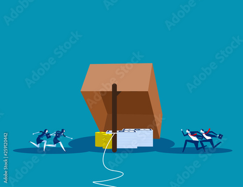 Trap for New business. Concept business vector illustration,  Risk, Problem, Rookie.