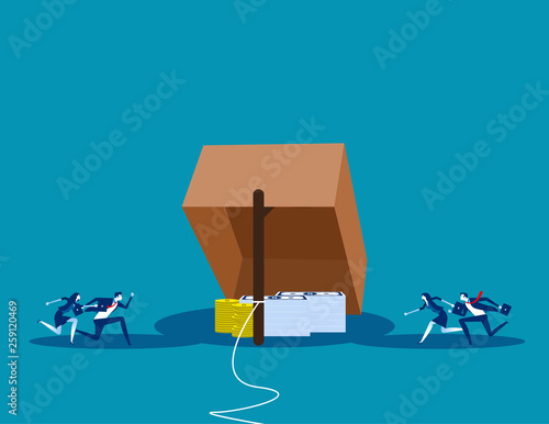 Trap for New business. Concept business vector illustration,  Risk, Problem, Rookie.