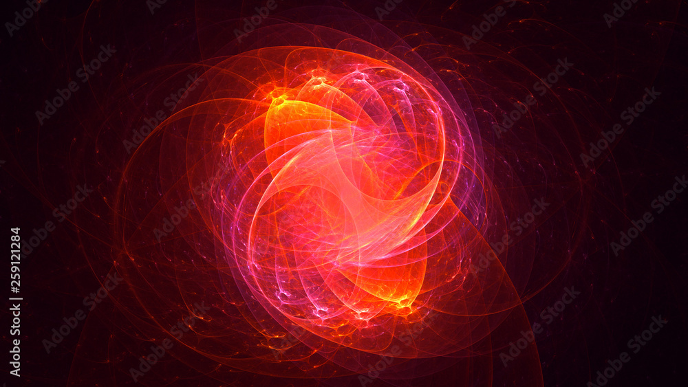 Obraz premium 3D rendering abstract red fractal light background