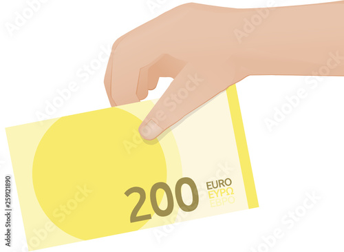 Billet de 200 euros à la main