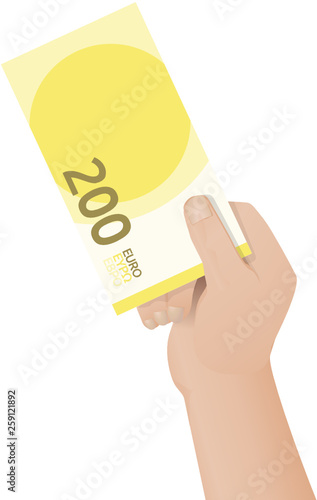 Billet de 200 euros à la main
