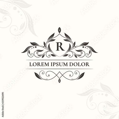 Leaf vector monogram. Elegant, classic elements. Can be used for jewelry, beauty and fashion industry. Great for logo, emblem, invitation, flyer, menu, brochure, background, or any desired idea.