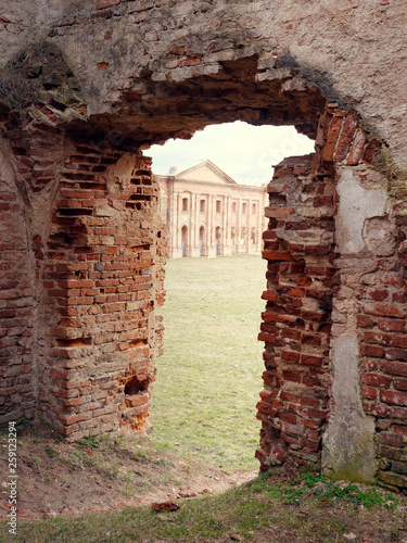 Brest, BELARUS - MARCH 18, 2019: Sapeg Palace in Ruzhany. ruins of an old castle photo