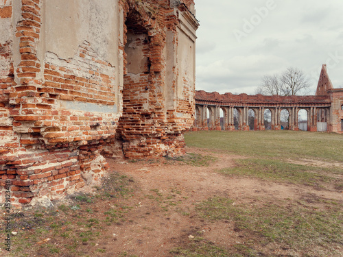 Brest, BELARUS - MARCH 18, 2019: Sapeg Palace in Ruzhany. ruins of an old castle photo