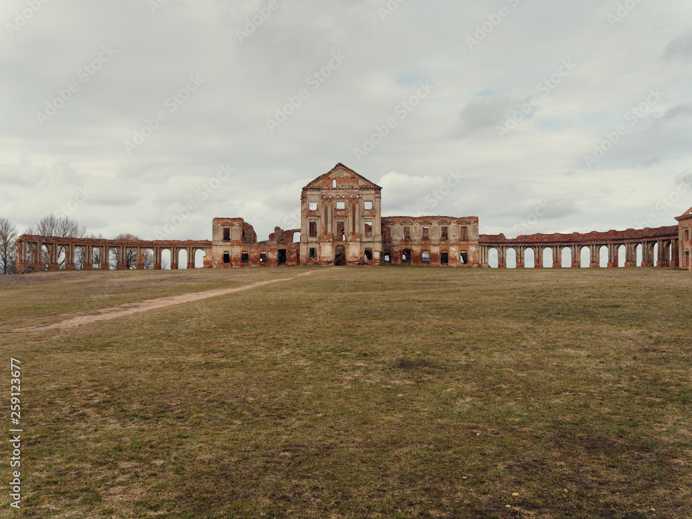 Brest, BELARUS - MARCH 18, 2019: Sapeg Palace in Ruzhany. ruins of an old castle
