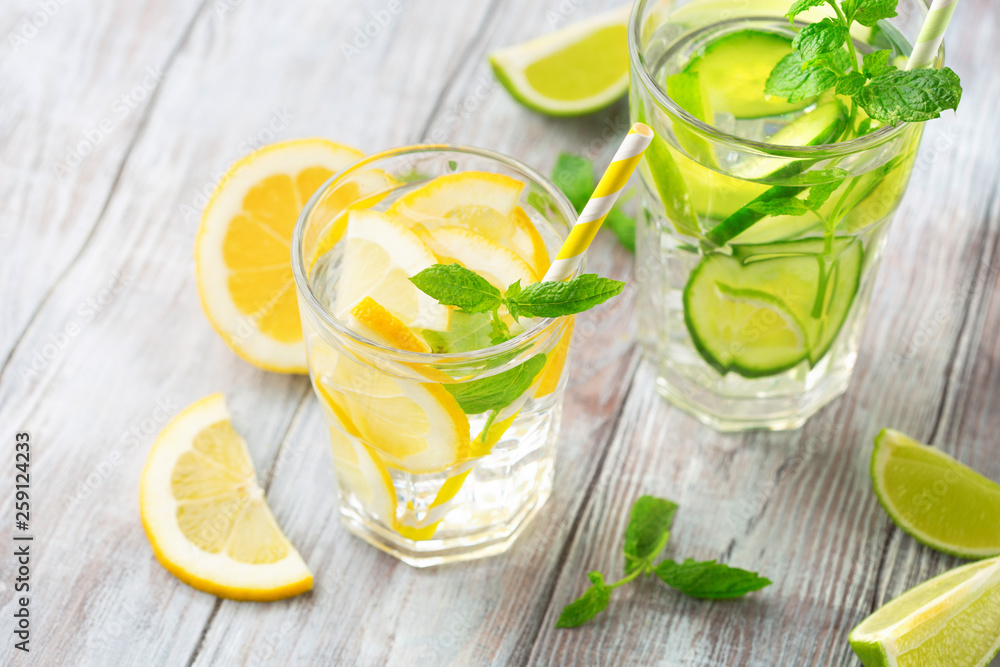 Infused water with fresh citrus fruits and ice Infused water with fresh citrus fruits and ice