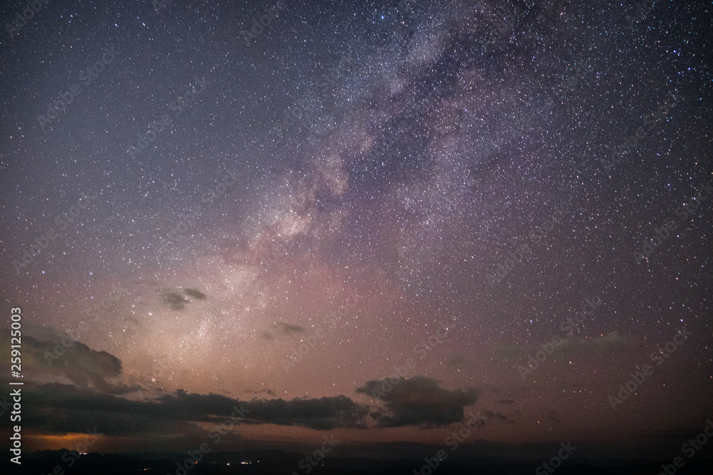 Fototapeta premium Colorful Milky way galaxy on november 2018 in night sky landscape. Beautiful Universe with starry sky. 