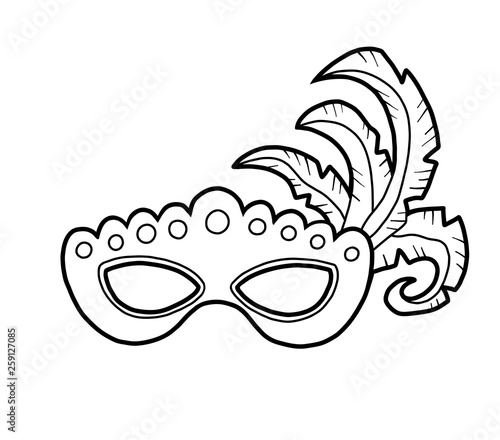 Coloring book, Carnival mask with feathers