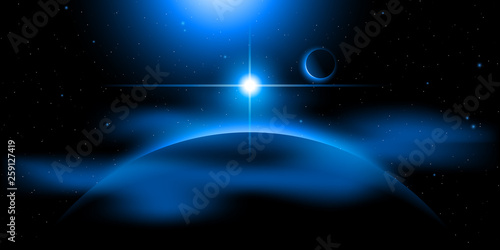 star and planets, minimal space background graphic vector illustration