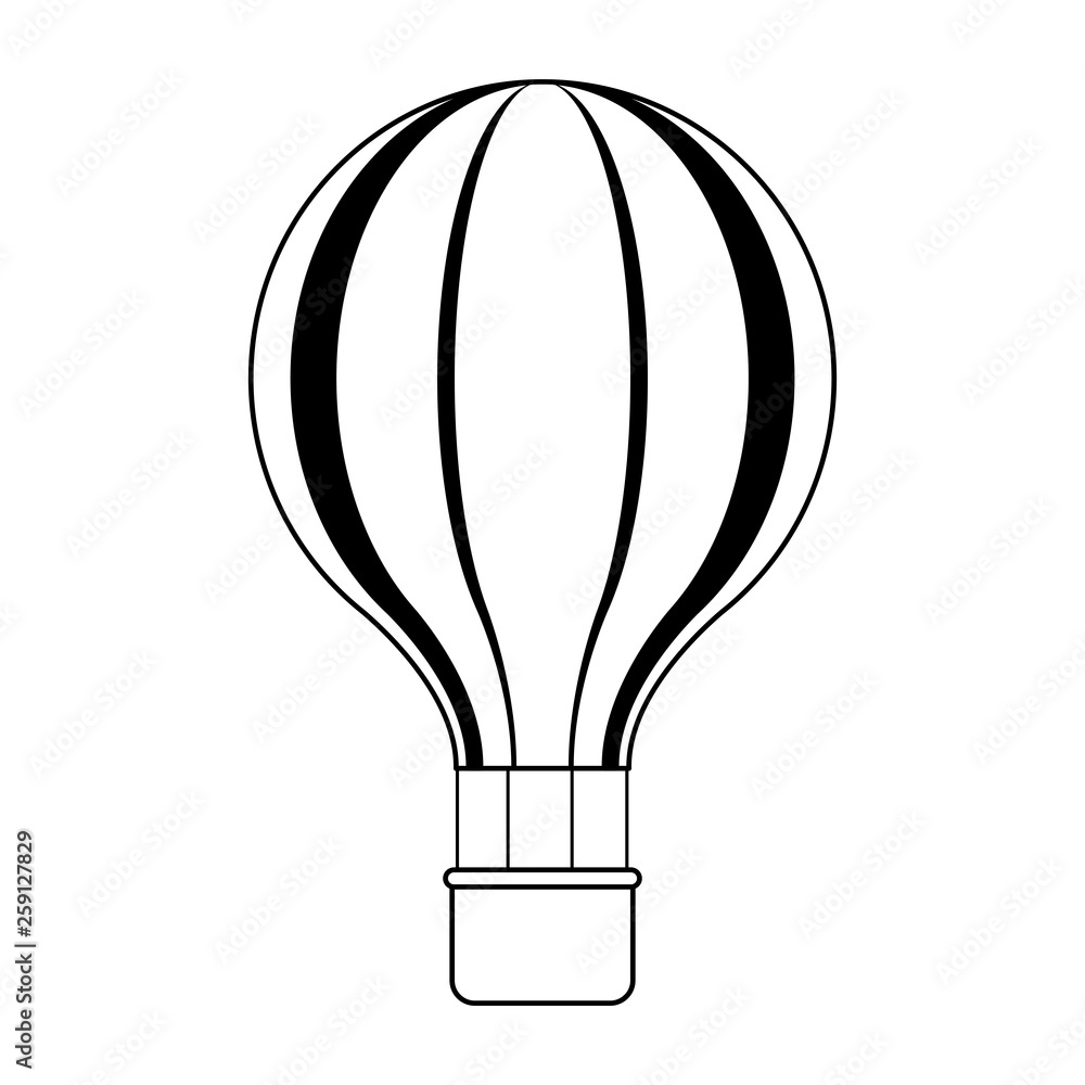 Hot air balloon symbol in black and white Hot air balloon symbol in black and white