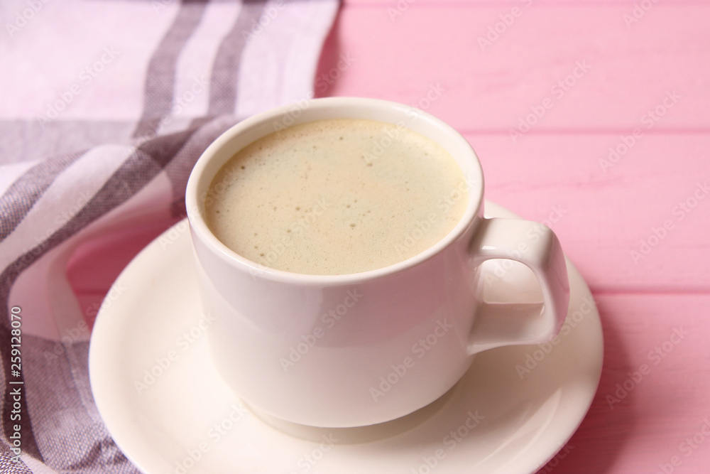 cup of coffee on wooden background top view. cup of coffee on wooden background top view.