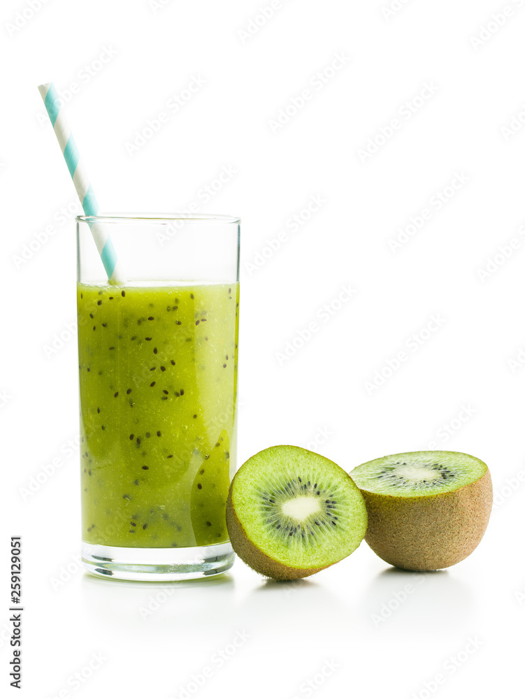 Glass of kiwi smoothie juice. Glass of kiwi smoothie juice.