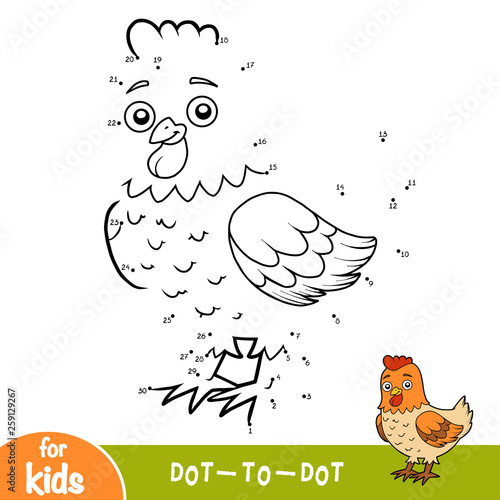 Numbers game, dot to dot game for children, Chicken