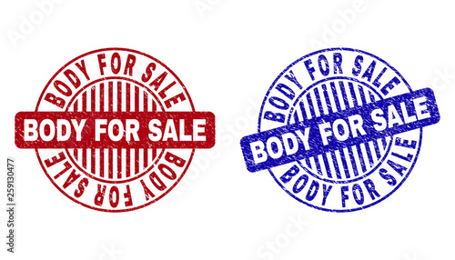 Fotografia, Obraz Grunge BODY FOR SALE round stamp seals isolated on a white background