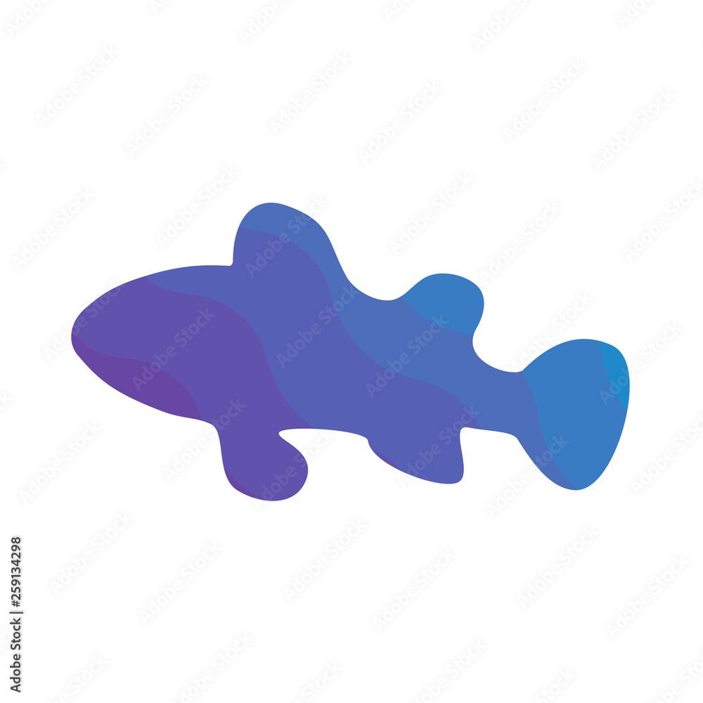 Vector illustration icon. Marine tropical design. Blue gradient silhouette of sea fish - clown fish Vector illustration icon. Marine tropical design. Blue gradient silhouette of sea fish - clown fish