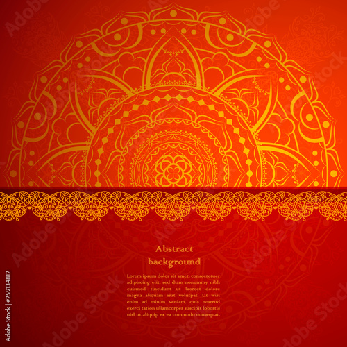 Vintage beige doodle ornament in Indian style background