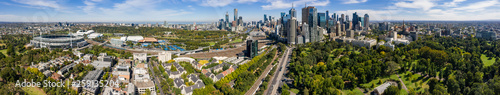 Aerial panoramic view of the beautiful city of Melbourne from Fitzroy Gardens © Michael Evans