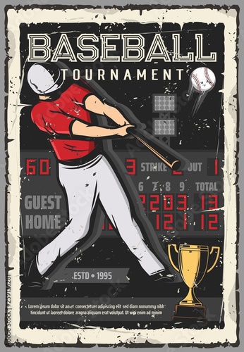 Baseball tournament player and ball scoreboard