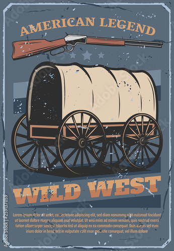 Wild West American Western wagon cart and rifle