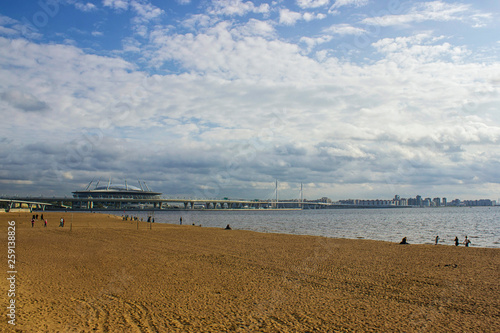beach by the sea overlooking the city