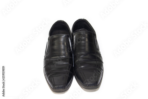 Black men's classic shoes isolated on white background. Insulated shoes. Men's shoes.