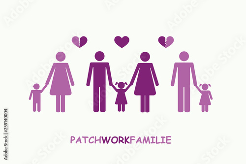 patchwork family separation concept pictogram vector illustration EPS10
