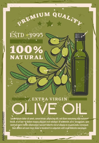 Premium quality extra virgin olive oil bottle