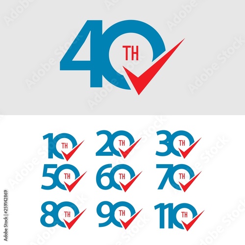 40 Th Anniversary Set 10 20 30 50 60 70 80 90 110 Vector Template Design Illustration