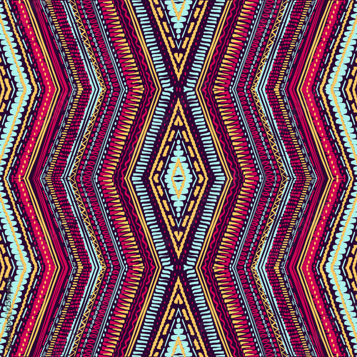 Abstract Ikat and boho style handcraft fabric pattern. Traditional Ethnic design for clothing and textile background, carpet or wallpaper