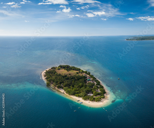 Panorama Aerial drone picture of Potipot Island and the white beach in Zambales, Philippines