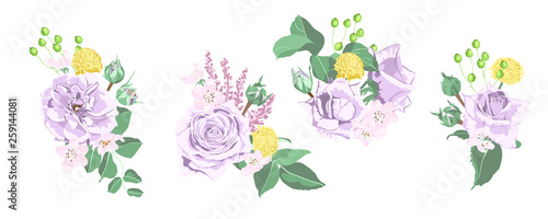 Wedding Card Design with Watercolor Flowers.