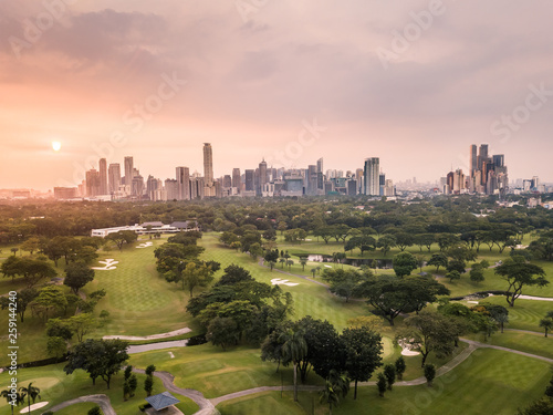 Photography Panorama Aerial Drone Picture of the CBD Skyline of Manila, Philippines during S