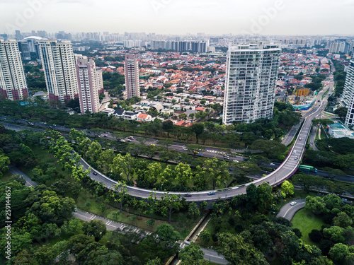 Photography Aerial Picture of a Motorway Circle in East Coast Park Singapore